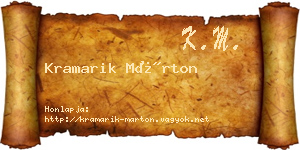 Kramarik Márton névjegykártya